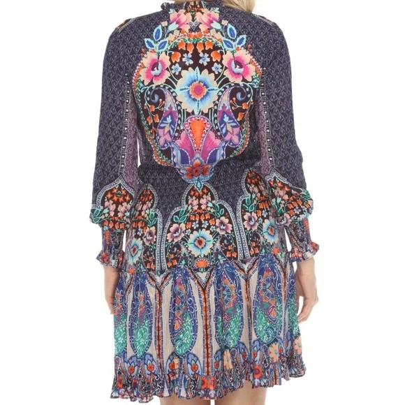 JOHNNY WAS Saba Long-Sleeve Abstract-Print Dress Coverup Size Large - Picture 9 of 15